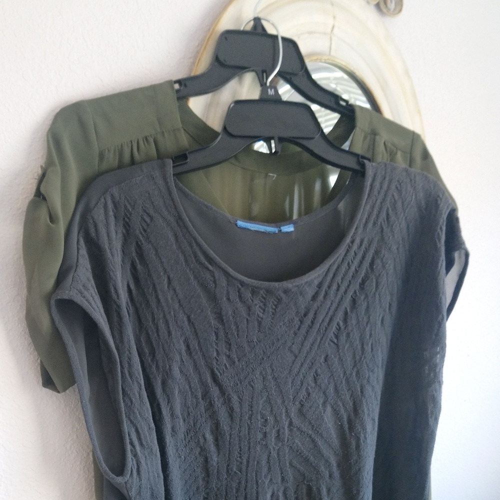 EUC Olive and Dark Grey Hi Lo dress blouses XL.